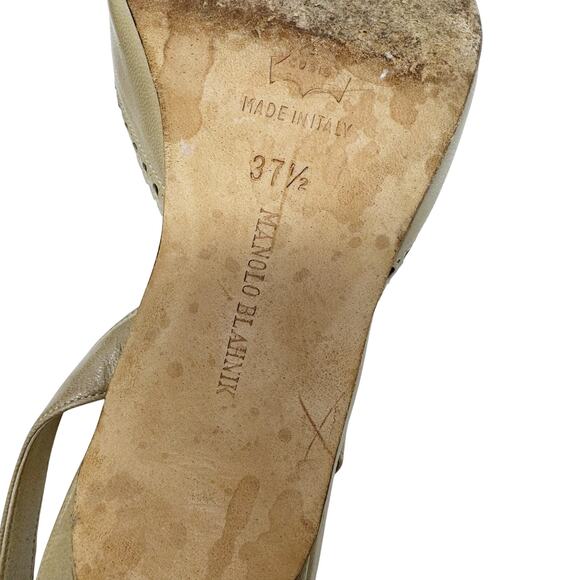 Manolo Blahnik Vintage Two Tone Brogue Slingback Kitten Heels 37.5 - Picture 12 of 12